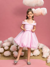 Schulterfreies Cami-Kleid aus Satin mit Schleifensaum für Tween-Mädchen